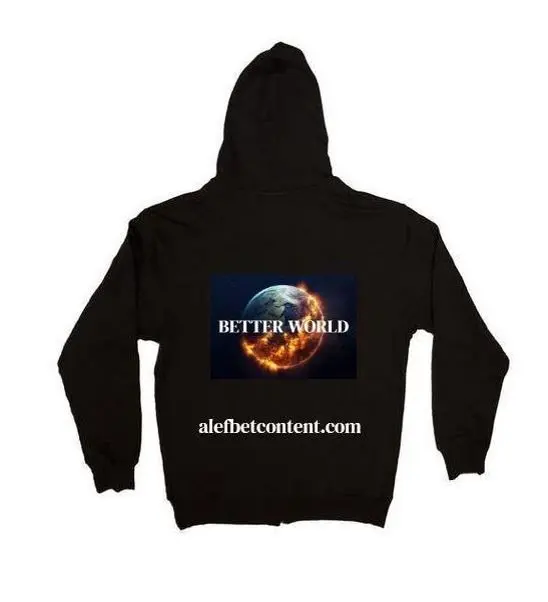 קפוצ׳ון Better World שחור עם הדפס קדמי